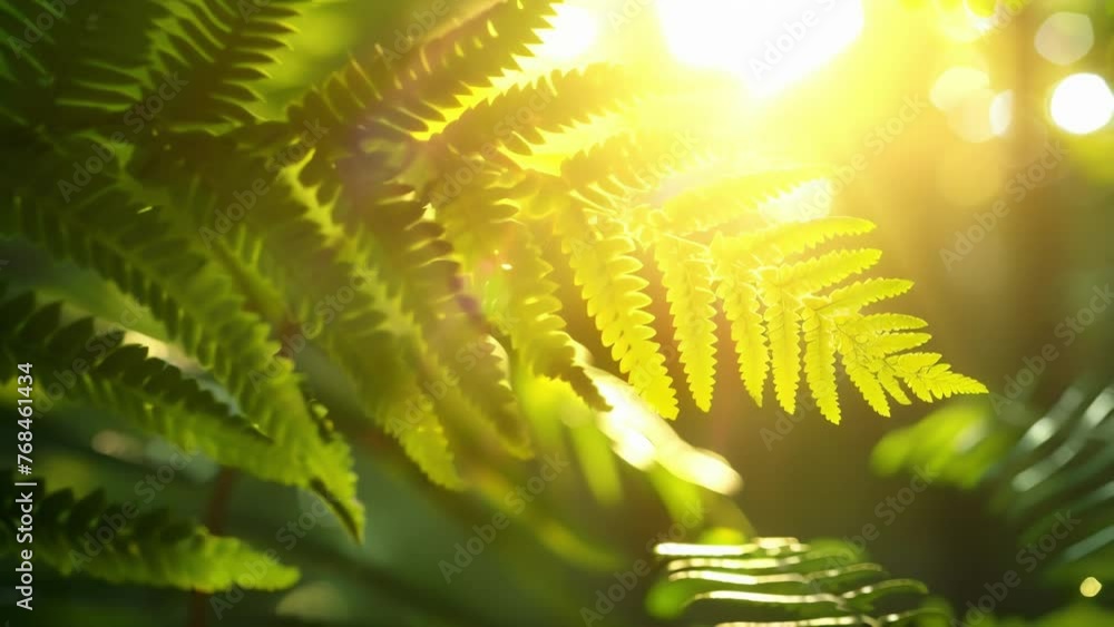 Vidéo Stock Sun rays peeking through the leaves of a fern creating a ...