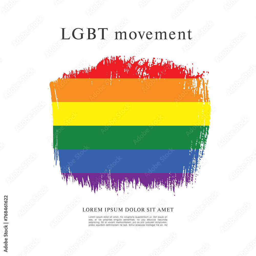 Obraz premium Rainbow flag, LGBT movement, vector illustration, brush stroke background