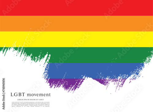 Rainbow flag  LGBT movement  vector illustration  brush stroke background