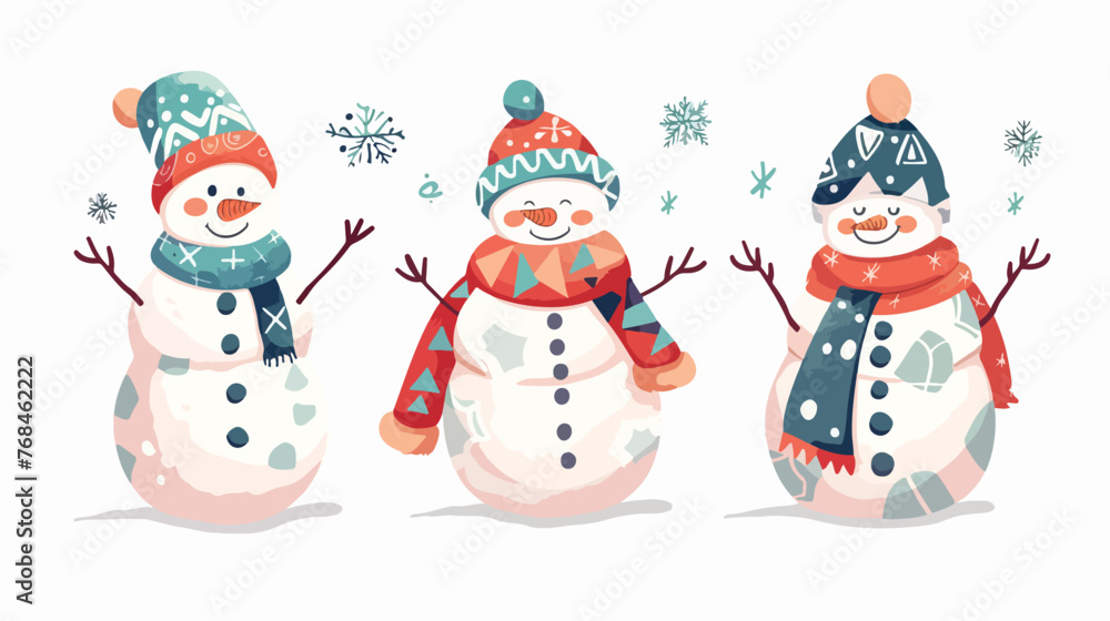 Cute snowman wearing winter costume This elements 