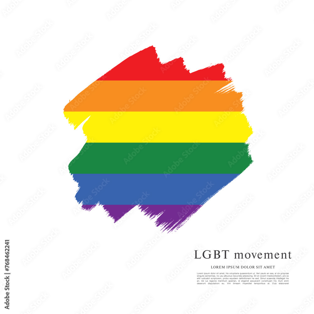 Obraz premium Rainbow flag, LGBT movement, vector illustration, brush stroke background
