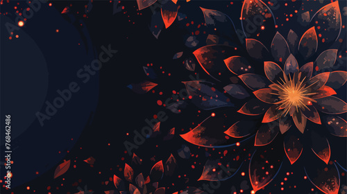 Dark background with glowing floral ornament and light