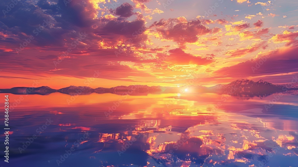 Fototapeta premium A breathtaking sunset vista reflecting the perfect beauty of nature