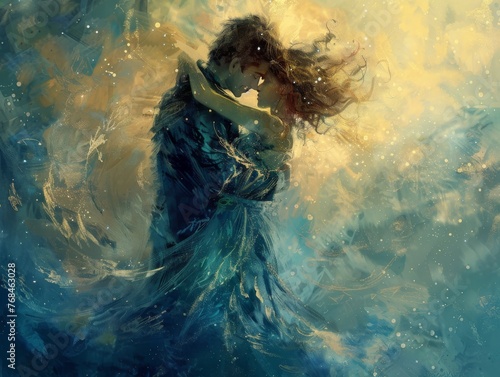 A Tender Embrace: Frozen Love Expressed in Time - Romantic Couples Art