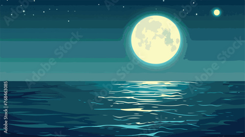 Full moon rising over the ocean #768463085