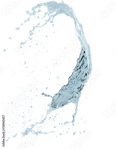透明な背景に分離された青い水のしぶき