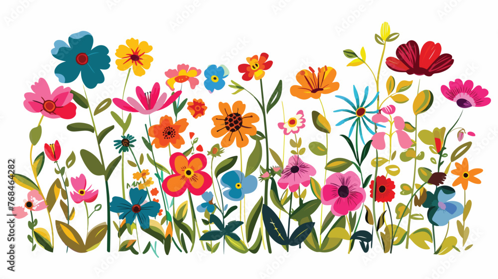Painting of a bunch of colorful flowers on a white