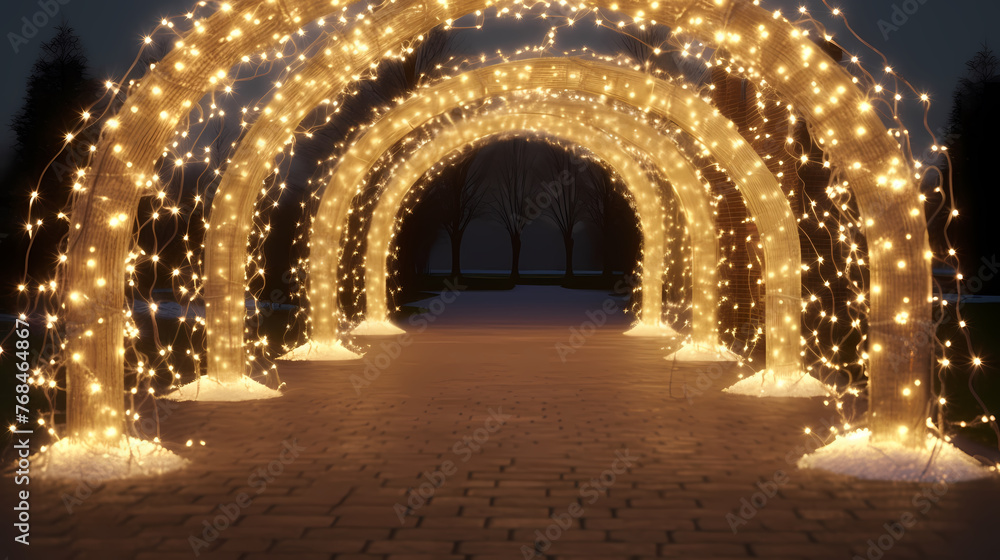 Fototapeta premium Charming tunnel of twinkling lights