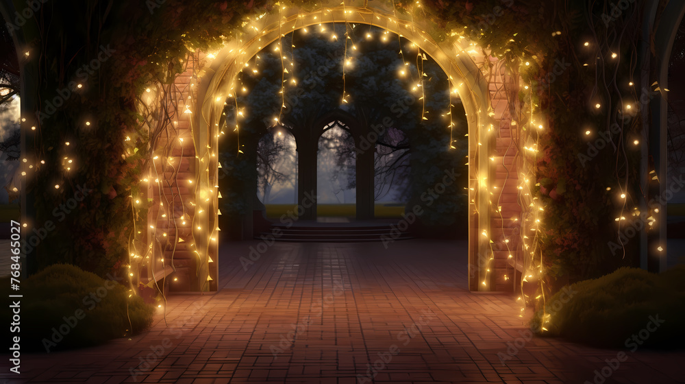 Fototapeta premium Charming tunnel of twinkling lights