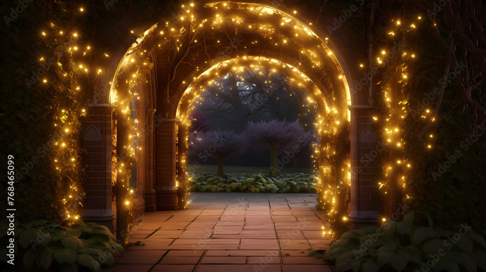 Fototapeta premium Charming tunnel of twinkling lights