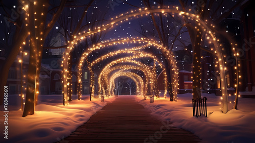 Charming tunnel of twinkling lights