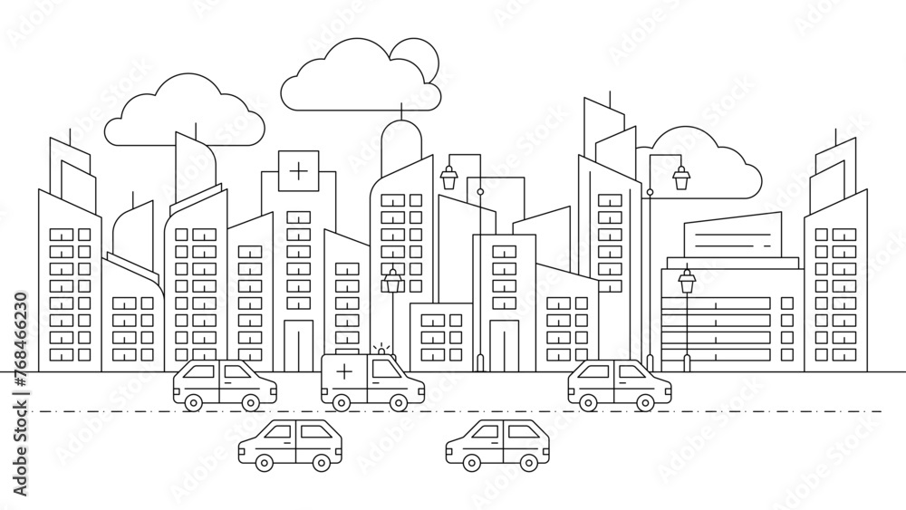 Black and white vector building modern city black background Black and white vector building modern city black background