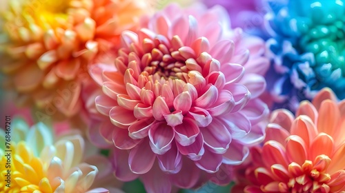 Multicolored chrysanthemum flower. Close-up. Colored Petals, A close up shot of a blooming flower, Colorful flower on black background. Close up, ai generated  © Hamid