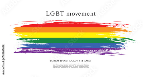 Rainbow flag, LGBT movement, vector illustration, brush stroke background