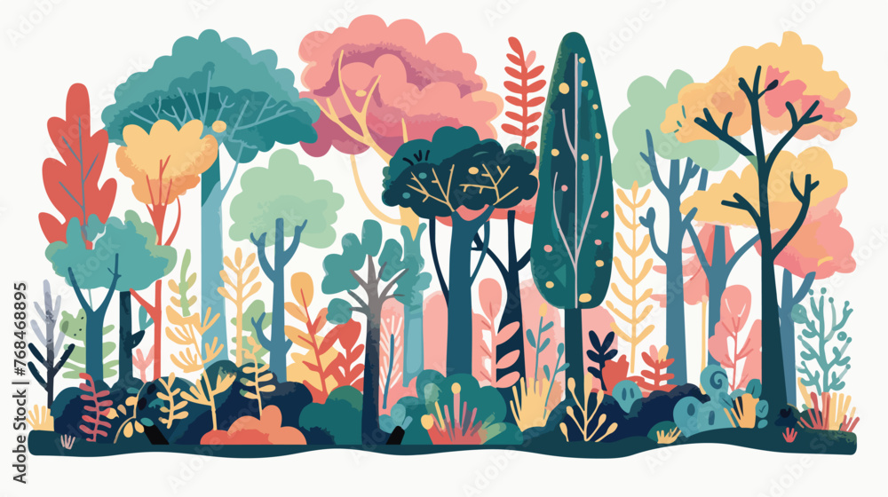 fantasy forest vector flat minimalistic 