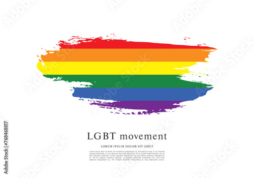 Rainbow flag  LGBT movement  vector illustration  brush stroke background
