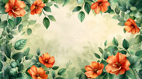 .Hello april with flowers and leaves Inscription Hello April. Tulip flower. Spring background. April welcome quote with color leaves, Generative Ai