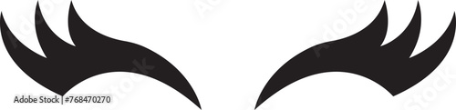 Closed eye with eyelashes cute icon for cartoon character illustration. Sleep girl or unicorn long eyelash line flat simple face part graphic makeup mascara symbol isolated on transparent background.