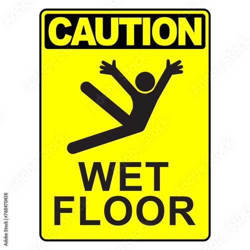 caution wet floor sign vector illustration