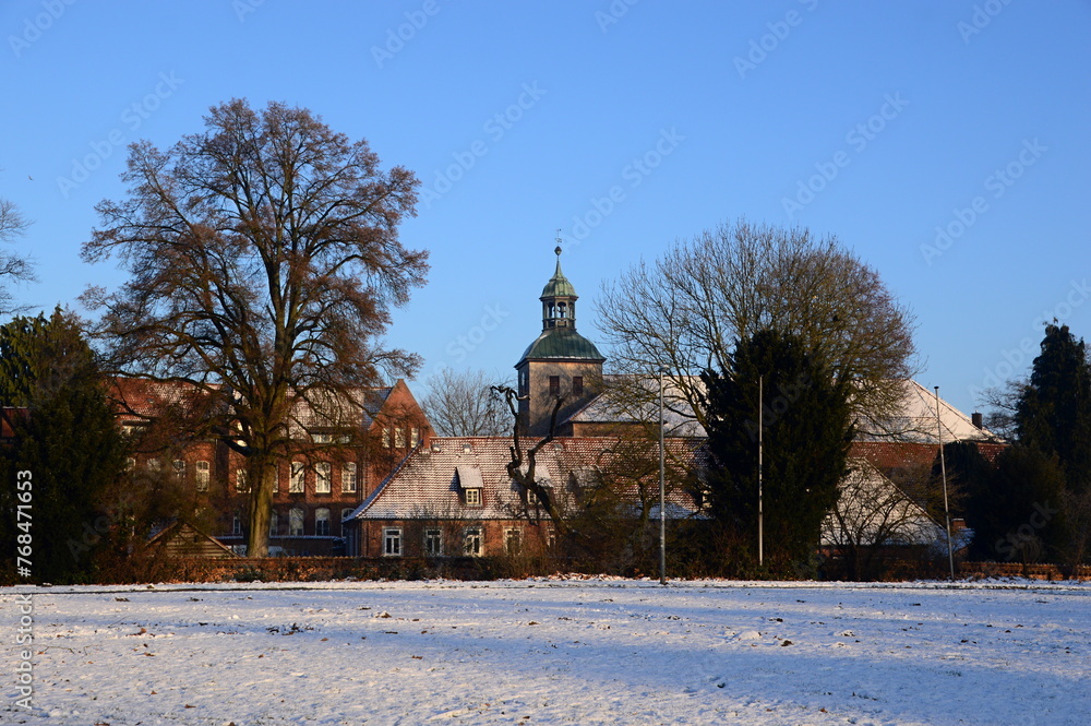 Historical Monastery in Winter in the Town Walsrode, Lower Saxony