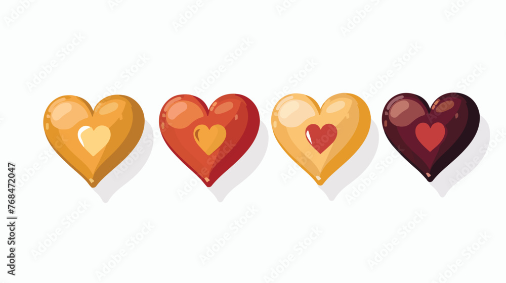 Four Hearts flat vector isolated on white background 