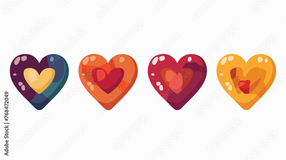 Four Hearts flat vector isolated on white background 