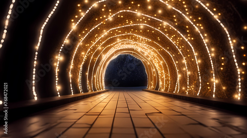 Charming tunnel of twinkling lights