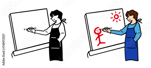 絵を描く男性のベクターイラスト