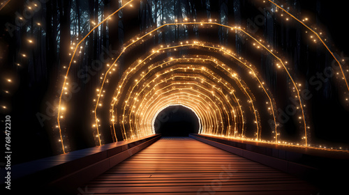 Charming tunnel of twinkling lights