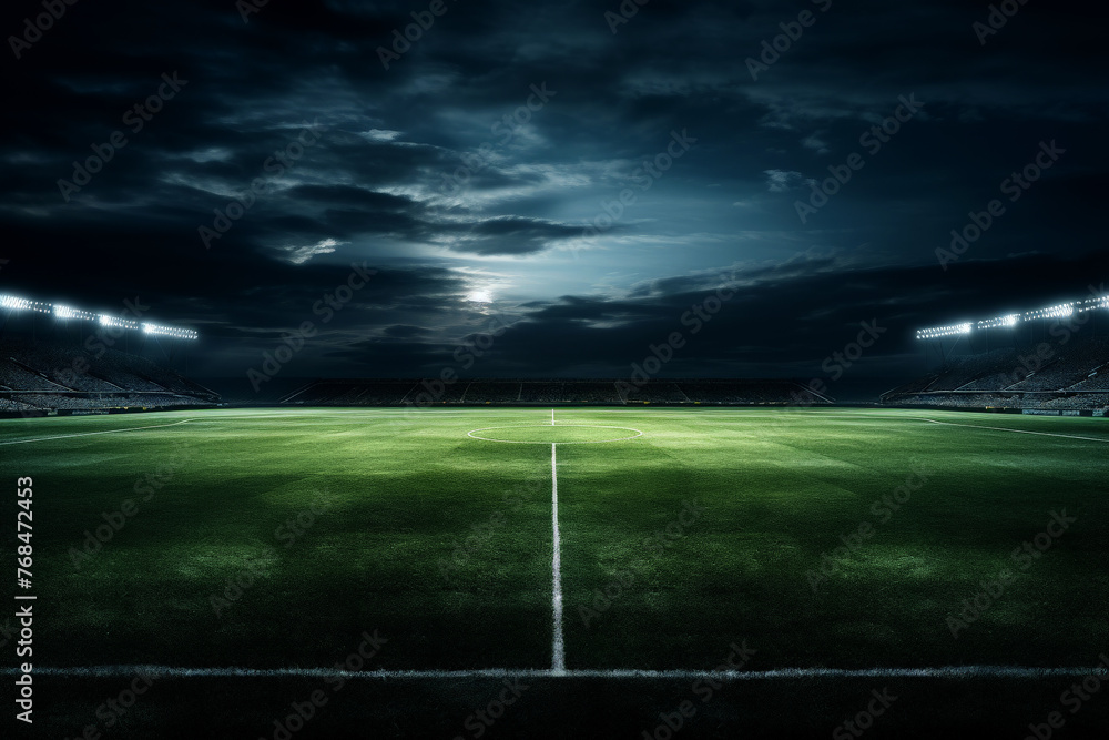 football stadium with lights at night.ai generative