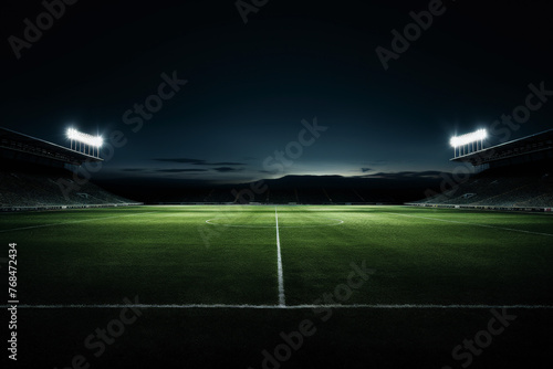 football stadium with lights at night.ai generative