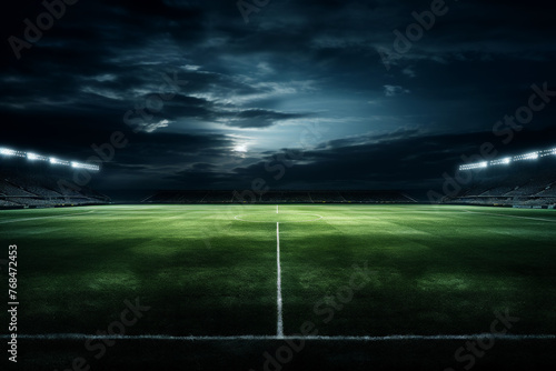 football stadium with lights at night.ai generative