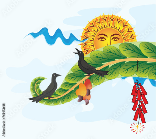 Sri Lankan Sinhala and Tamil new year wishes, greetings poster, banner or card. “Wish you all a very happy and prosperous new year”. vector illustration art. photo