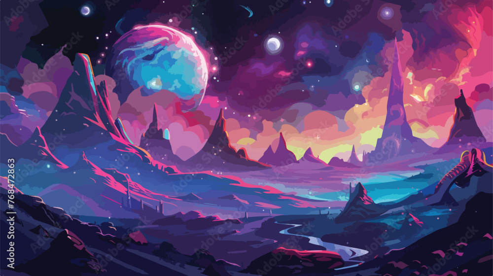 Galaxy-Themed Fantasy Landscape A fantasy landscape 