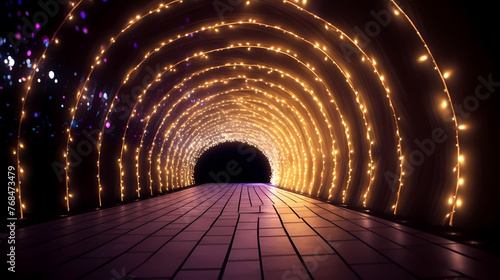 A tunnel with lantern lights creates a dynamic visual impact