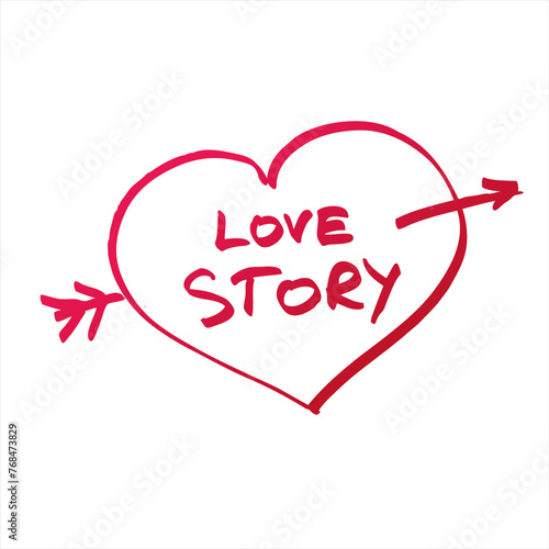 Vector heart with signature love story