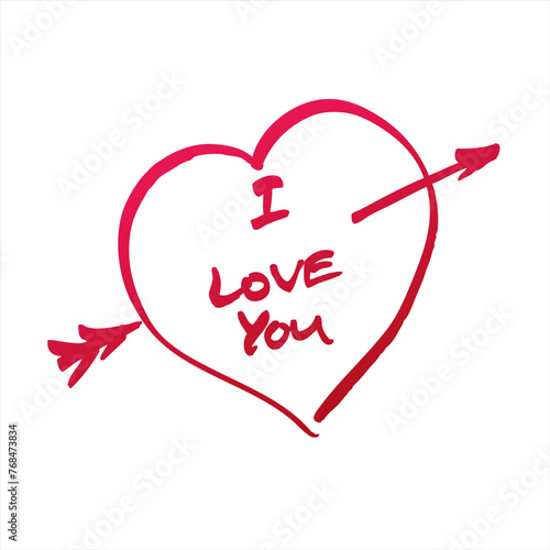 Vector heart with signature i love you