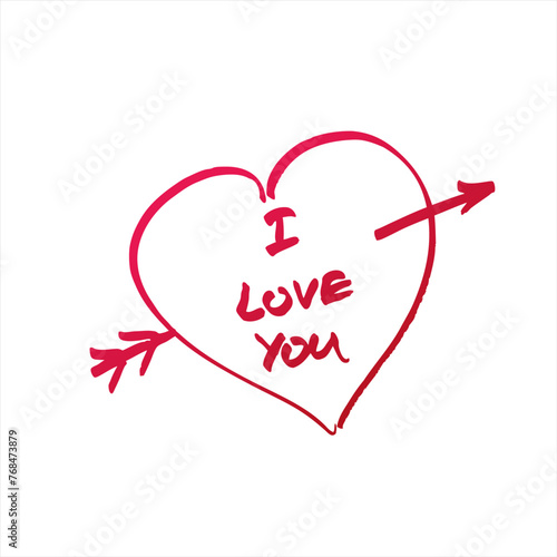 Vector heart with signature i love you