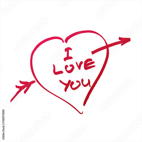 Vector heart with signature i love you