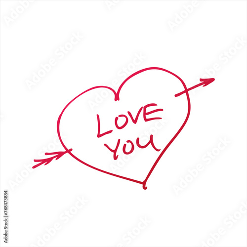 Vector heart with signature i love you