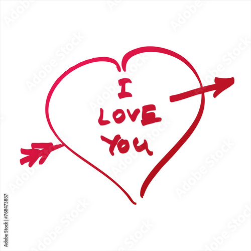 Vector heart with signature i love you