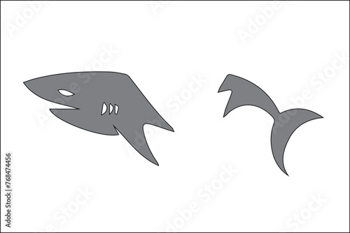 Shark head and Tail vector illustration