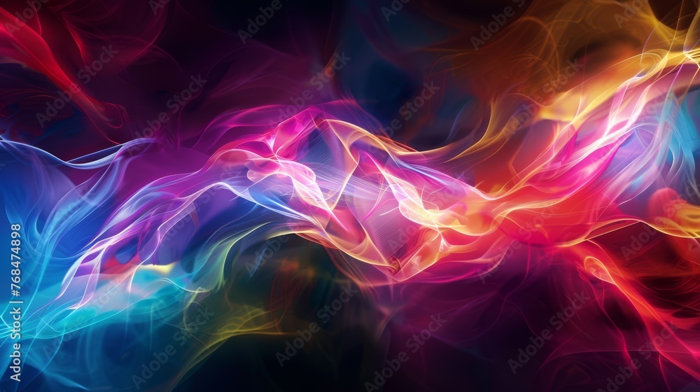Colorful abstract light art, vibrant glow, ethereal background