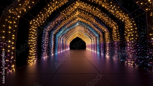 A tunnel with lantern lights creates a dynamic visual impact