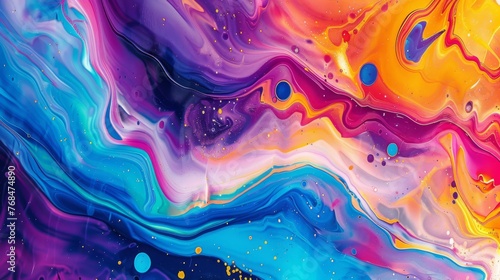 Colorful art abstraction  fluid paint waves  vibrant background