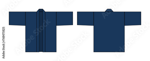 Traditional Japanese Happi coat (ceremonial robe) vector template illustration