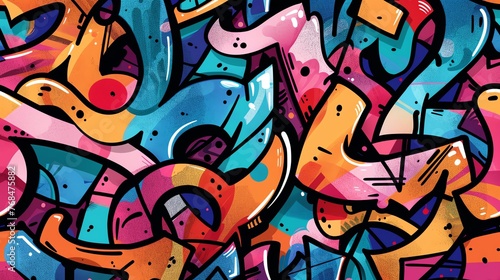 Bright colorful graffiti abstract mural