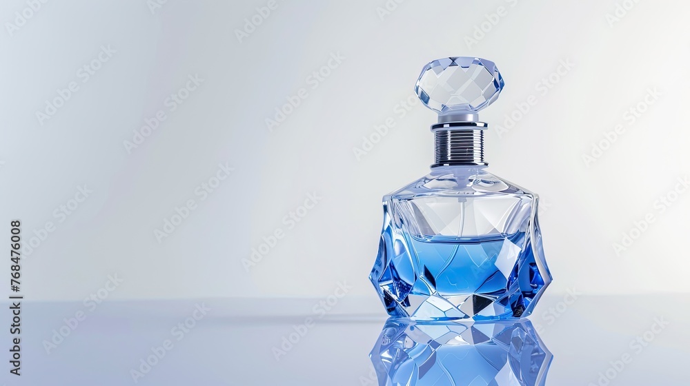 Sophisticated perfume bottle with blue liquid Sophisticated perfume bottle with blue liquid