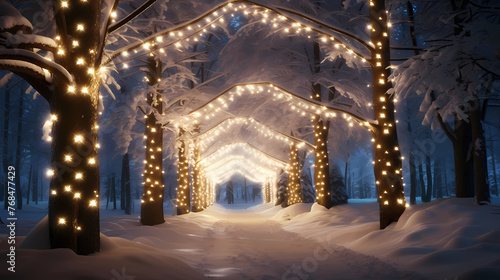 Wallpaper Mural A tunnel with lantern lights creates a dynamic visual impact Torontodigital.ca