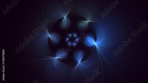 3D manual rendering abstract blue fractal light background. Its not AI Generatd illustration.